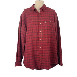 Carhartt‎ Men's Long Sleeve Button Down Red Plaid Flannel Shirt Size L